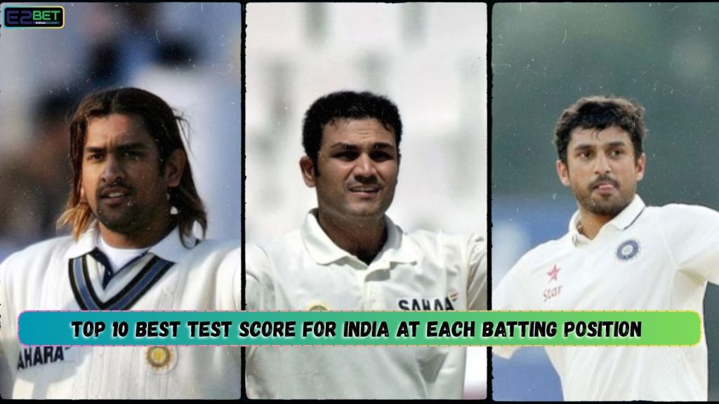 Best Test Score for India at each Batting Position